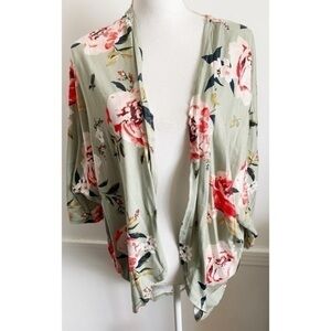 Feitong • Green Floral Kimono Blouse